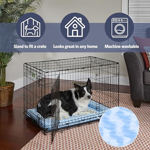 Image of MidWest Homes for Pets QuietTime Fashion XXS Dog Bed - Blue Faux Fur Bolster, Ultra-Soft and Machine Washable, Fits 18-Inch Crates and Carriers, for Small Dogs and Cats