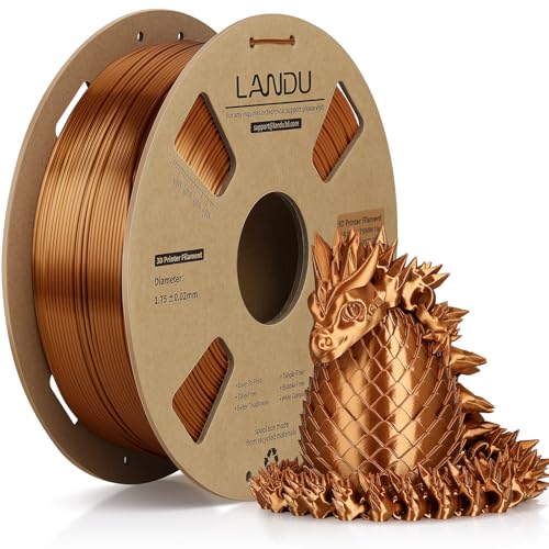Image of LANDU Silk PLA Filament 1.75mm Copper 1KG, 3D Printer Filament Dimensional Accuracy + /- 0.02mm, 1kg Cardboard Spool(2.2lbs), Neatly Wound 3D Printing Filament,Silk Copper