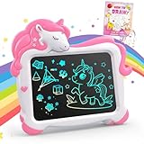 Unicorn LCD Writing Tablet for Kids 3-6 Years Old, 10 Inch Color Screen Drawing Board with 1 Drawing Book, Reusable Doodle Pad, Erasable Educational Toy Gift for Girls Boys Toddlers (Pink)