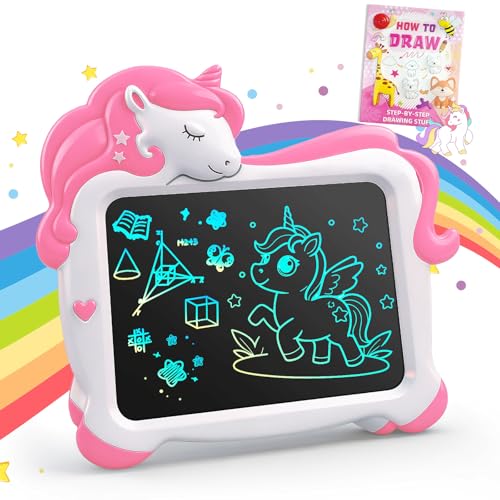 10 Inch LCD Writing Tablet for Kids Unicorn Toys Gifts for Girls Colorful Toddlers Drawing Board Erasable Doodle Pad Birthday Party for 3 4 5 6 7 8 9 Year Old Girl (Pink)