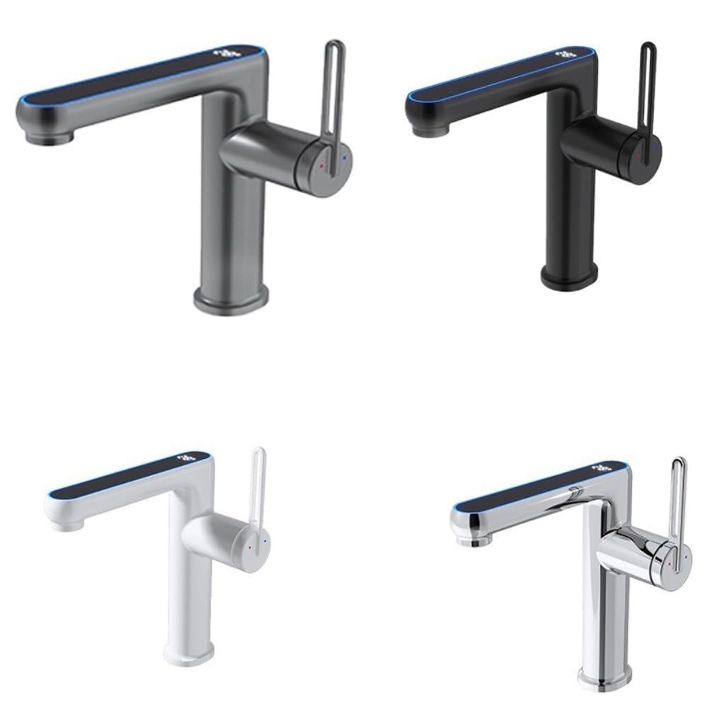 Grifo mezclador para lavabo de baño con pantalla LED de