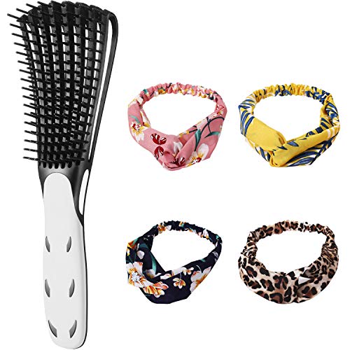 Amurgo Detangling Brush for Curly Hair (1 Pack), Afro Textured 3a to 4c Kinky Wavy, for Wet/Dry/Long Thick Curly Hair, Massage Comb Hair Detangler, Exfoliating for Beautiful and Shiny Curls - Black