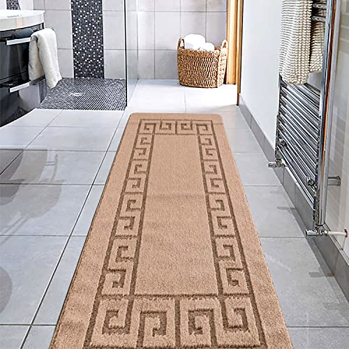 OZMIC Carpet Runners for Hallways Floor Mats Indoor Non Slip Mat - Long Waterproof Gel Backing kitchen floor runner hallway mat - 80 X 300 cm, Beige Washable Kitchen Rug