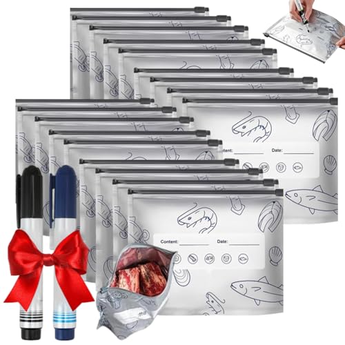 20/40/60/80 bolsas de aluminio reutilizables y sellables, 3 tamaños de bolsas de papel sellables, bolsa de plástico con etiqueta y cierre de cremallera, para comida de frutas vegetales (60 L)