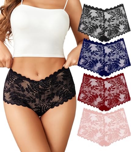 Image of Avidlove Women's Underwear Lace Boyshort Panties High Waist Cheeky Panty