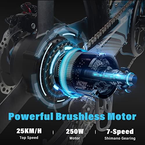 SHIZHUNIAO Elektrische fiets, inklapbaar, 20 inch, elektrische mountainbike voor volwassenen met 36 V, afneembare… - Afbeelding 3