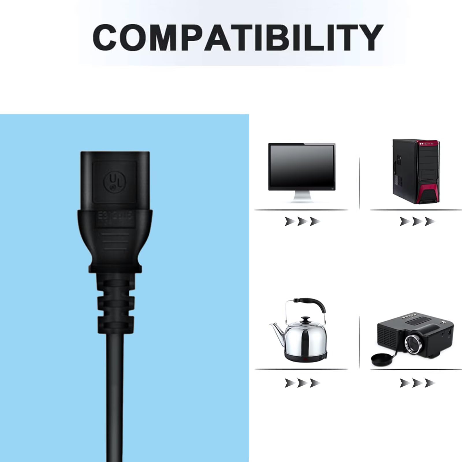 AC Power Cord Outlet Socket Cable Plug Lead Compatible with Cisco Small Business 200 Series SLM2024PT-NA Smart PoE — view 5