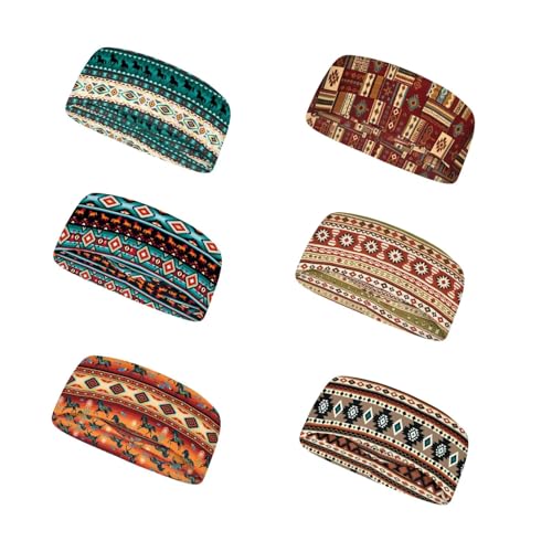 Image of Forchrinse Sunflower with Text Print 6Pieces Sport Sweatband Headband for Soft Elasitc Headband Hair Bands Unisex Outdoor Sport Headbands