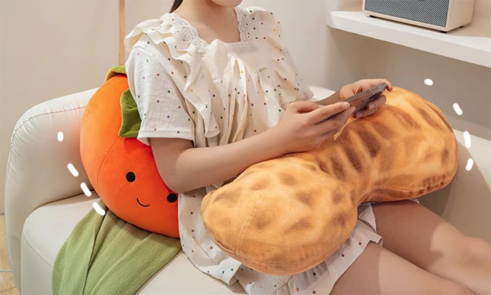 Cartoon Peanut Shaped Pillows Soft Creative Plush Pillow Bed Sofa Decorative Throw Pillow Cute Back Support Cushion (Peanut(65cm/25.59"))
