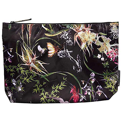Black Flower Pattern Toilet Bag for Women, Adorable Roomy Makeup Bags Travel Waterproof Cosmetic Bag Accessories Organizer Gifts
