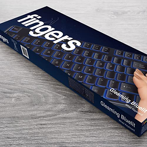 Image of FINGERS Gleaming BlueLit Wired Backlit Keyboard Spill Resistant | 3 Levels of Brightness | Works Well with Windows | Mac | Linux