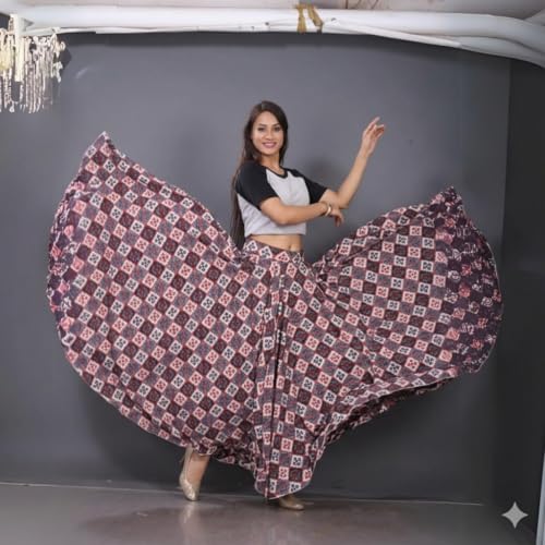 Image of JYESHTA Women's American Crepe Flared A Line Stitched Long Skirt with 12 Mtr Flare 40 in Height | Skirts for Women Long Length | Long Skirts for Girls
