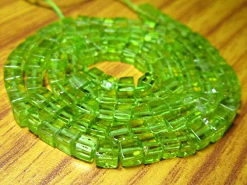Peridot Smooth Cube perline per gioielli artigianali bohémien fatti a mano