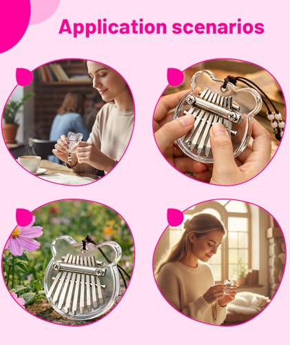 Image of Mini Thumb Piano, Transparent Bear-Shaped 8-Note Musical Instrument for Beginners, Portable Hand Piano for Music Lovers, Ideal Gift for Birthdays, Travel, Camping & Outdoor Activities
