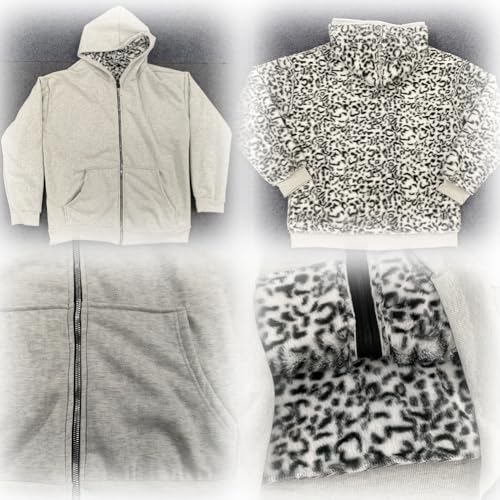 Reversible Zip up Hoodie Vintage Leopard Print Jacket Y2k Streetwear Fall Unisex Baggy Long Sleeve Hoodie with Pocket2