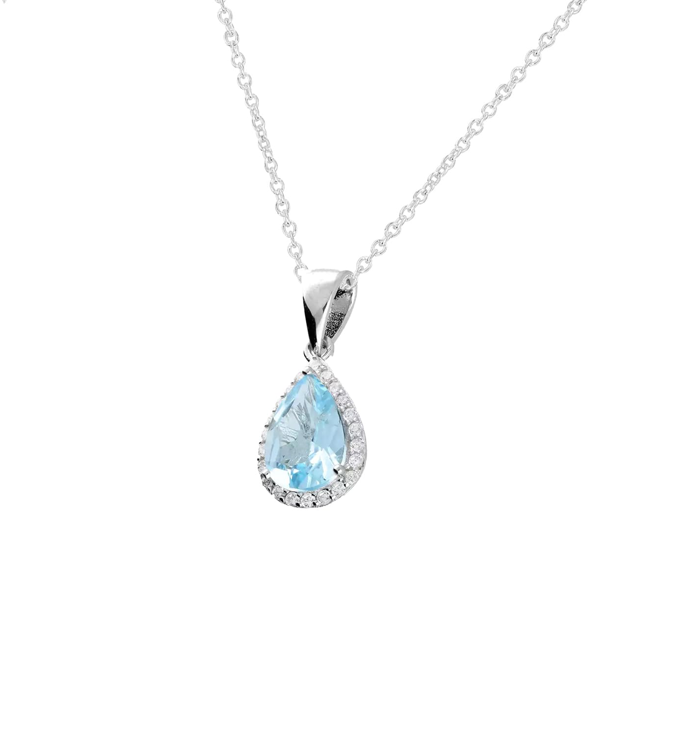 Collana con ciondolo a goccia in vero argento Sterling 925 con topazio