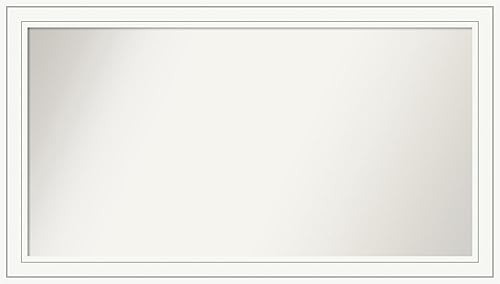 Amanti Art Espejo de baño blanco para sobre el fregadero, 29 x 51 pulgadas, espejo rectangular blanco artesano, marco de madera casual de gran