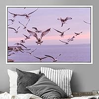 Framed Canvas Wall Art Flying Together Birds Farmhouse/Country Group Group Multicolor Photography Realism Relax/Calm Warm - 16x24 inches
