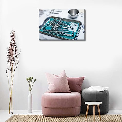 Image of TUMOVO 1 Pieces Medical Instrument Poster Home Decor Medical background Modern Artwork Medical Examination Wall Art for Living Room Stretched and Framed Ready to Hang (12 inch Wx18 H)