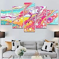 SIGNWIN 5 Panel Canvas Wall Art Abstract Colorful Decorative Elements Modern Artwork for Home Decorations Ready to Hang - 60