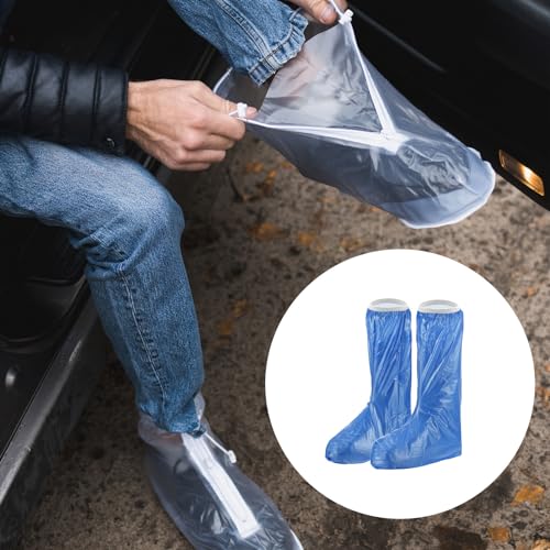 1 par de fundas impermeables para zapatos M METERXITY, reutilizables y antideslizantes, con cremallera, plegables, para uso al aire libre (talla M, color azul) miniatura 2