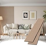 POHARE Wood Slat Wall Panels, 2 Pack Accent Decorative Acoustic Wood Slats for Wall and Ceilings, Acoustic Panels for Interior Wall Décor on Felt Back Board, Oak, 8 x 1 ft