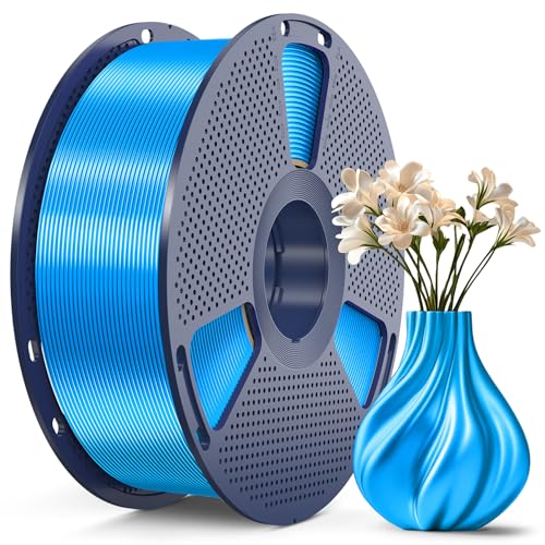 Image of SUNLU 3D Printer Silk Filament,Shiny Silk PLA Filament 1.75mm, Smooth Silky Surface, Great Easy to Print for 3D Printers, Dimensional Accuracy + /- 0.02mm, Silk Blue 1KG