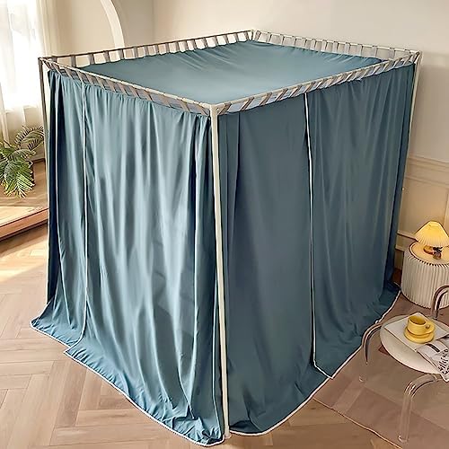 Elegant Bed Frame Curtain Canopy Cozy Drape Bed Netting Canopy Frame with Curtain 4 Corners Post Canopy Bed Curtain for Adults,Green,Twin
