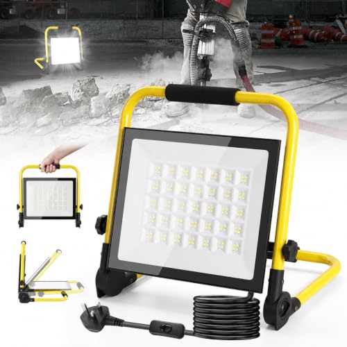 Image of 200W LED Work Light, 22000LM, 6500K Cold White–Dimmable Portable Floodlight