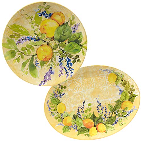 Certified International Lemon Zest 2 pc Melamine Platter Serving Set, Multicolor, Large by Certified International - Used condition - US$20.87