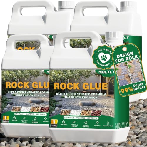 Image of Rock Glue for Landscaping - 4 Gallon Mulch Glue and Gravel Binder | Fast-dry, non-toxic rock glue for landscaping,bonds gravel,mulch,pebbles and stones for patios,garden,paths and flower beds