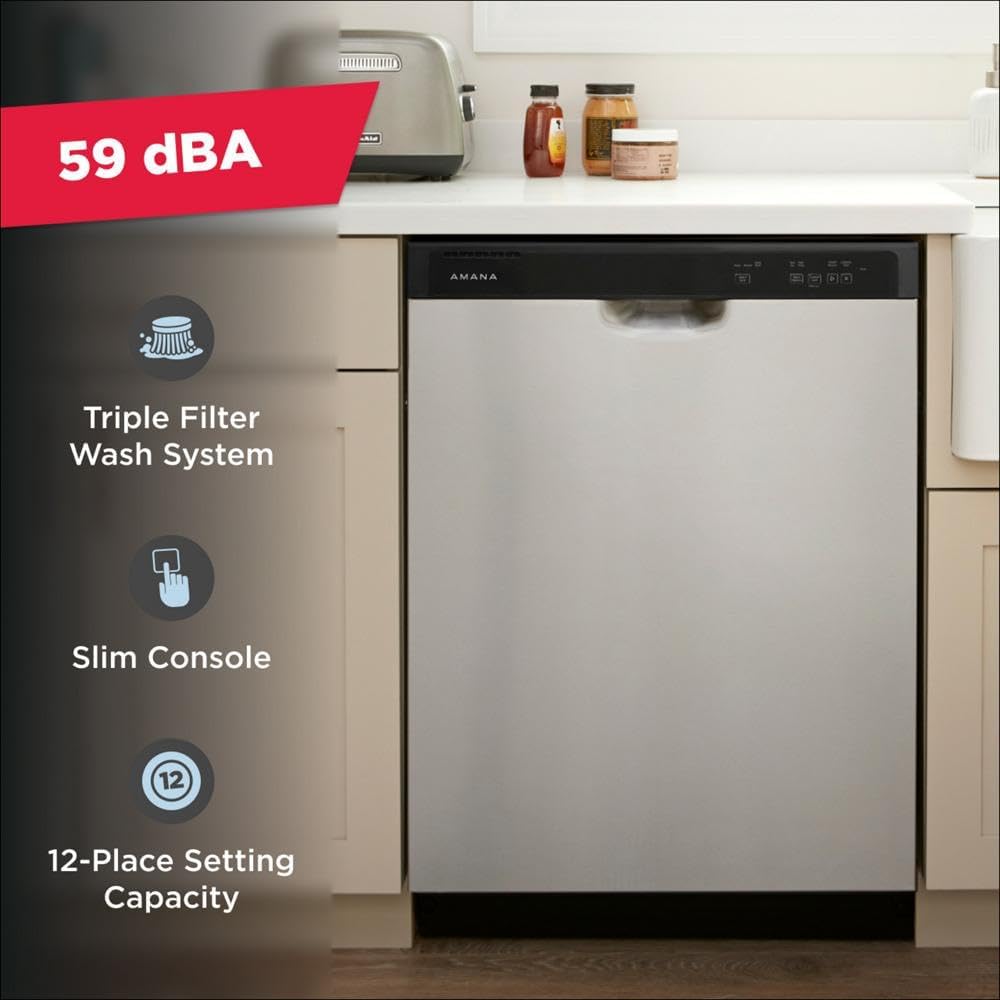 Amana ADB1400AMS 59 dBA Stainless Steel Front Control Built-in Dishwasher