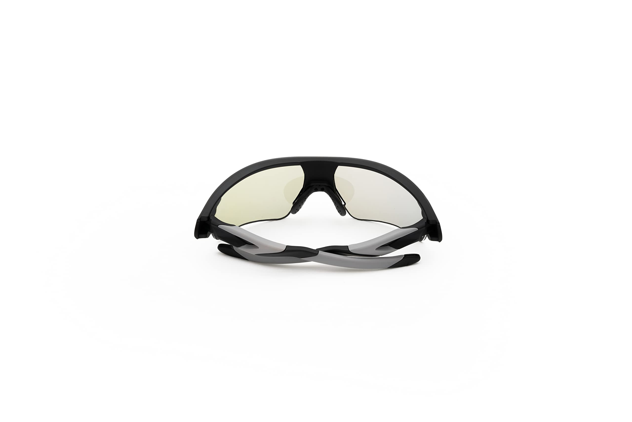 Wicue VR-1901 Occhiali sportivi E-Instant, lenti elettroniche fotocromatiche istantanee e polarizzate, montatura flessibile e anti-rottura, antiurto, nasello regolabile, senza batterie, Nero