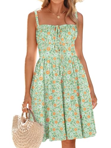 Image of YIOYOLA Womens Summer Mini Corset Casual Dresses Spaghetti Straps Lace Up Vacation Beach Sundress with Pockets 2026