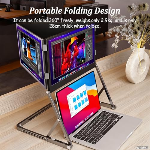 Image of Laptop Screen Extender, 15.6 inch 1080P FHD IPS Triple Portable Monitor 16:9, Play Extended Monitor