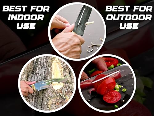 RISING CRAFTS 14 Inch Crocodile Dundee Bowie knife with Leather Sheath Fixed Blade Hunting Knife with Sheath-Tactical Survival Knife for Outdoor Camping, EDC, Knife for Men