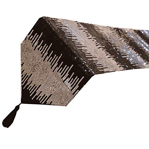 Table Runners Table Runner for Table DecorationBlackSilver Event Party Supplies Fabric Decorations for Wedding Birthday Baby