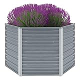 Sechseckige Form vidaXL Hochbeet Verzinkter Stahl 129x129x77cm Grau Gartenbeet Frühbeet Garten