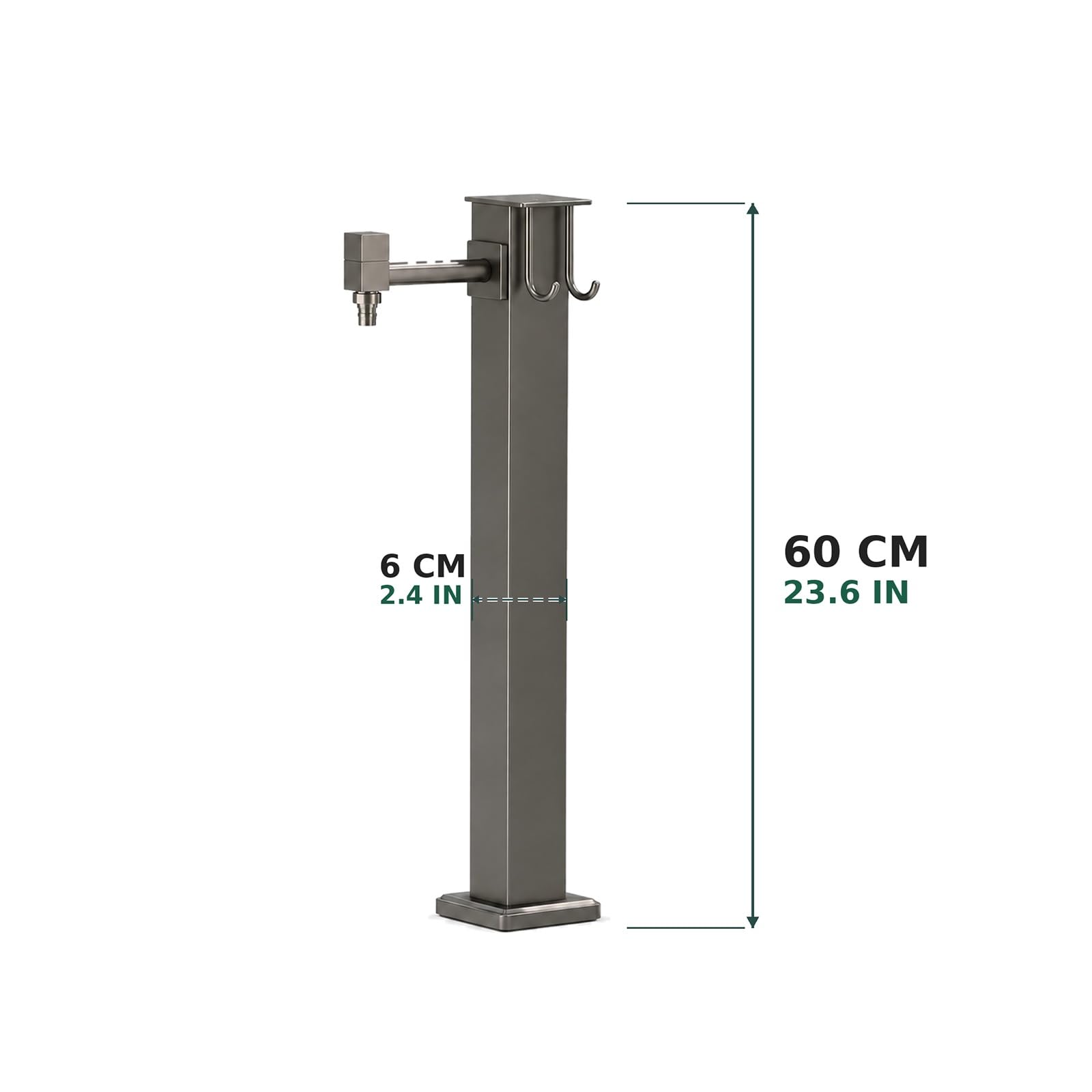 Freestanding Outdoor Water Column with Brass Spout, Garden Hydrant Stand