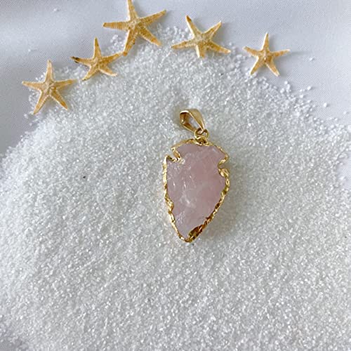 Tebapi Raw Gems Natural Stone Pendant Necklace For Men Women Arrowhead Shape Black Flint Gemstone Charms Crystal Necklace Rough Healing Point Quartz Stone Pendants Pink Crystal #TOP1
