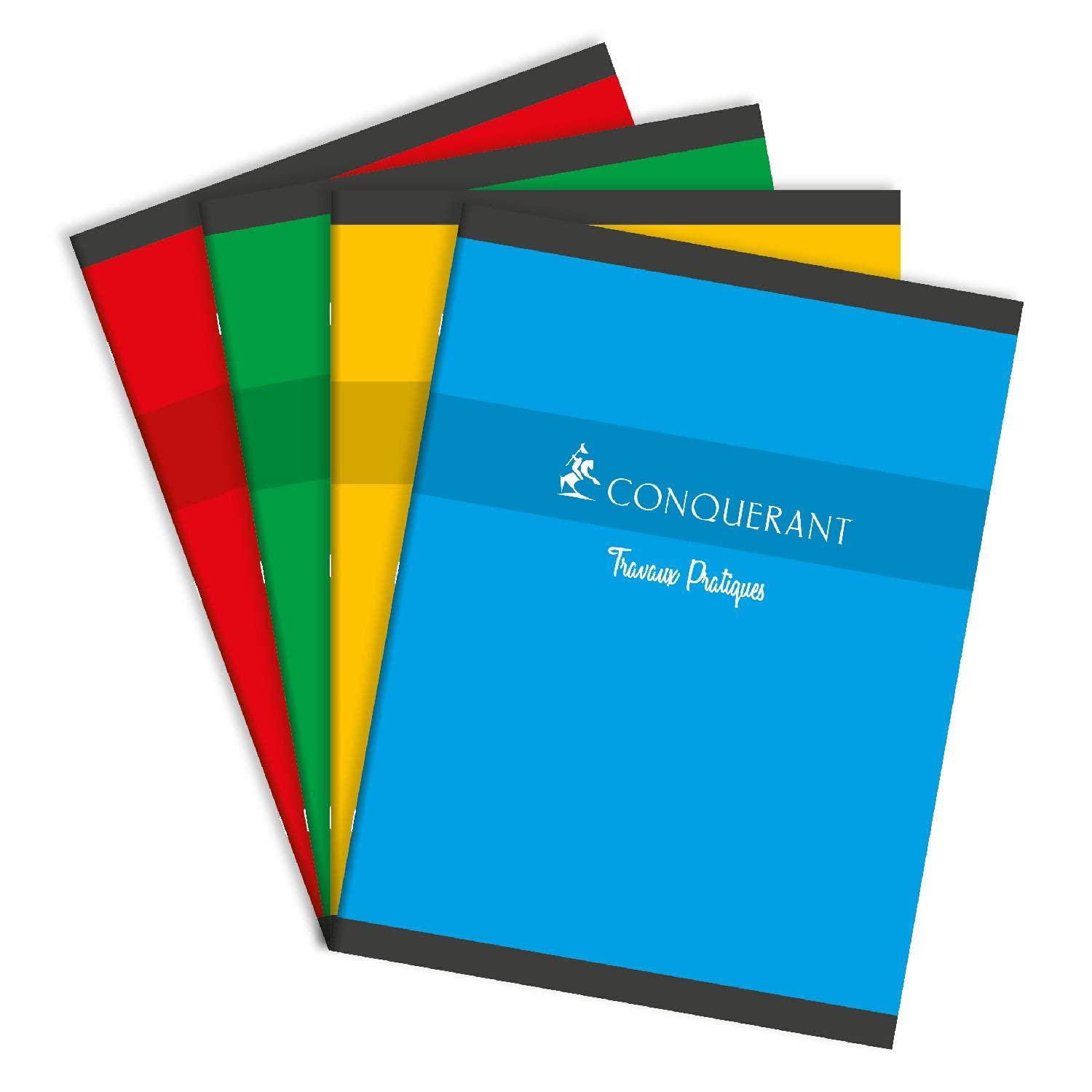 CONQUERANT Lot de 10 Cahiers travaux pratiques 30 pages Seyès+30 pages unies 24x32 70g