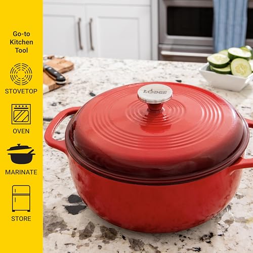 Lodge 6-Quart Dutch Oven Red thumbnail 5