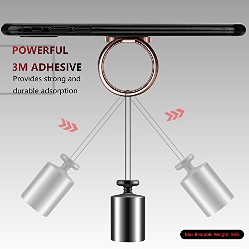 Phone Ring Holder Finger Kickstand - FITFORT 360° Rotation Metal Ring Grip for Magnetic Car Mount Compatible with All Smartphone-Rose Gold - Thumbnail 5