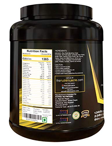 Image of Nutrimuscle Massive Muscle Mass Gainer - 2.5 Lbs - 1.134 Kgs - Choco Latte Flavour - For Muscle & Mass Gain - Contains Complex Carbohydrates, BCAA, Digestive Enzymes & Essential Vitamins & Minerals