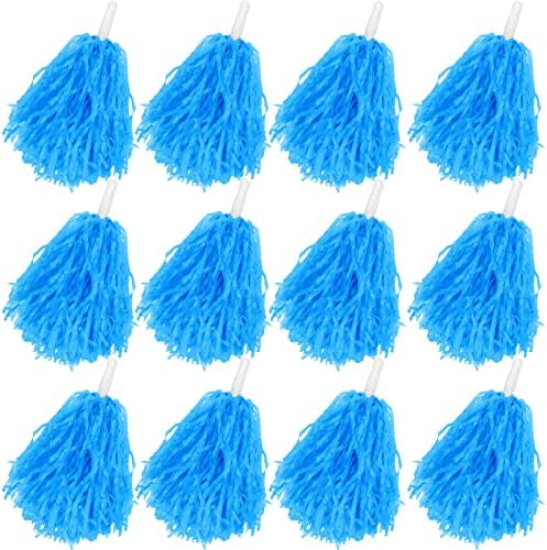 Faxco 12Pack Plastic Pom Poms Cheerleading Pom Poms Sports Dance Cheer Plastic Pom Pom for Rooters,Cheering Squard,Cheering Team