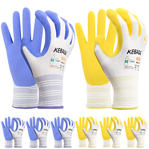 Image of Kebada Gardening Gloves for Women, MicroFoam Latex Coated, Gifts, 6 Pairs