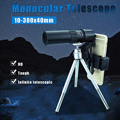 4K 10-300X40mm Super Telephoto Zoom Monocular Telescope with Tripod, for Phone, Anti-Shake Phone Camera Lens，Bird Watching Hunting Camping Travelling Hiking-US (4K 10-300X40mm-A) - Thumbnail 5
