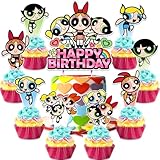 Firming Neck Cream for Crepey Skin Body Care Comfort- Power Girls Birthday Party Decorations, with 1pcs Happy Birthday Cake Topper