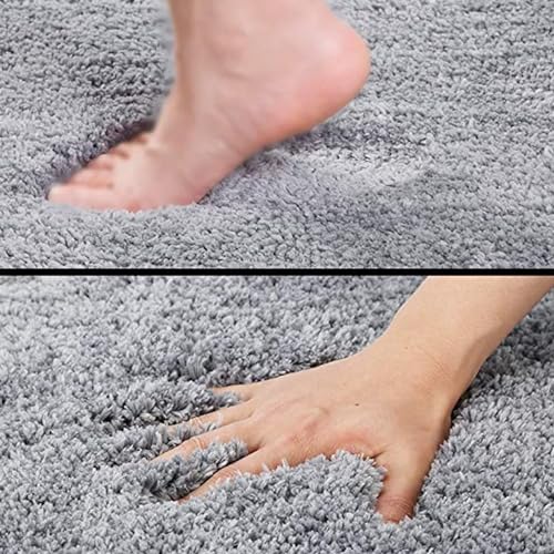 Image of Purav Light 2200 GSM Soft Fluffy Runner Mats (1.5 x 2.5 ft, Grey)| Durable & Washable Bedside Runner for Bedroom, Mat for Bathroom, Living Room Floor Home Decoration with Anti Skid Backing