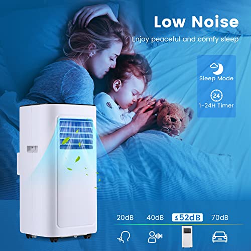COSTWAY 4-in-1 Portable Air Conditioner, 8000 BTU Air Cooler, Dehumidifier, Fan, Sleep Mode with with WiFi Smart APP, 24H Timer, 2 Speed, Remote Control, LED Display & Window Kit - Image 7